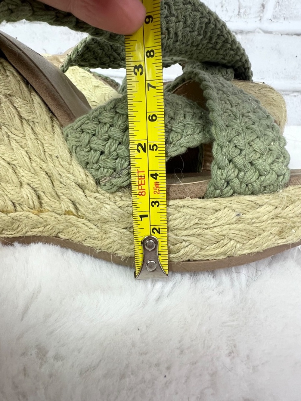NWT🤩 |•NINE WEST•| Olive Green Crochet Espadrille Wedge Sandals Women’s Size 7 - Picture 10 of 14